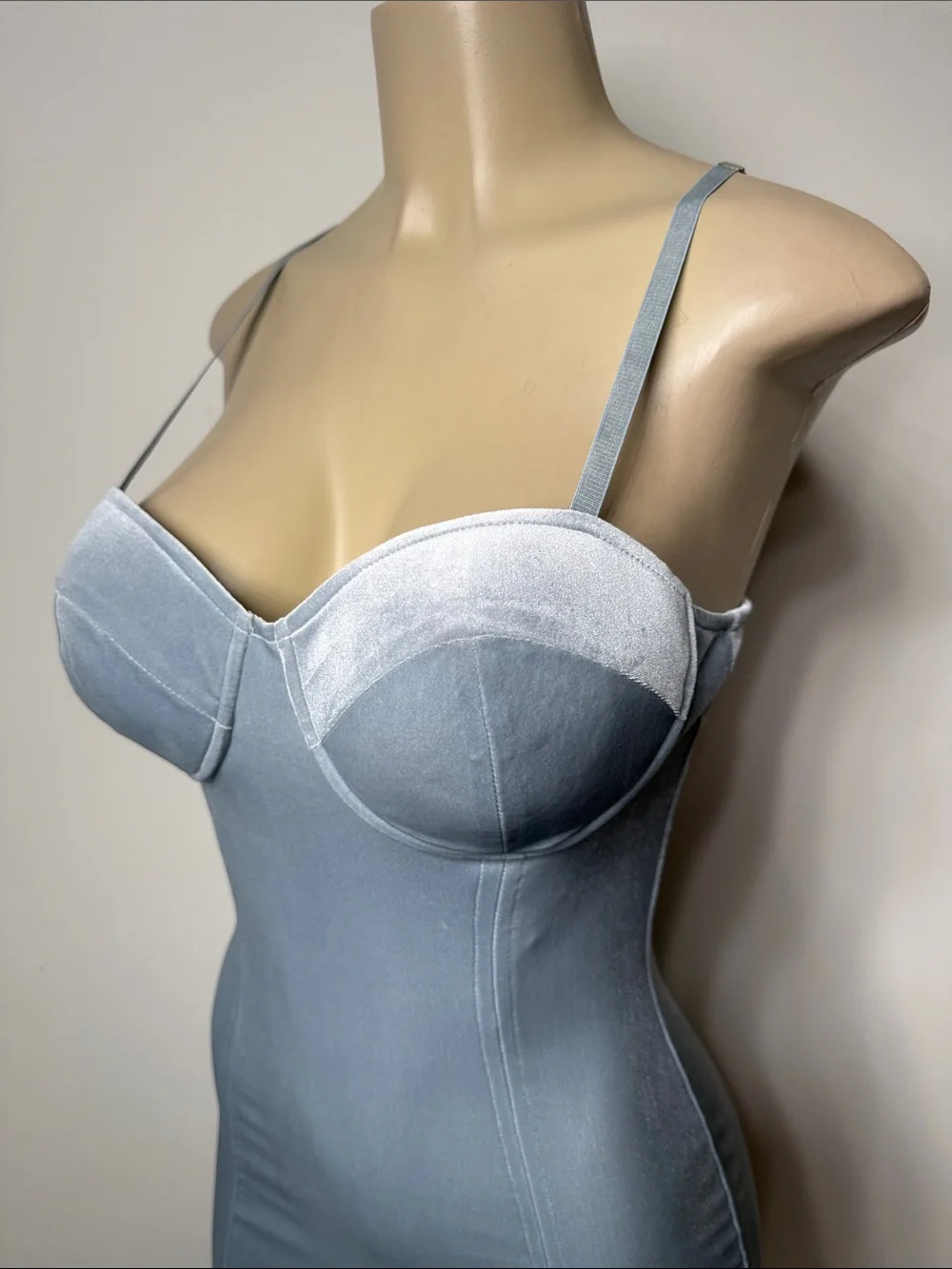 JLUXLABEL Light Blue & White Midi Bodycon Dress